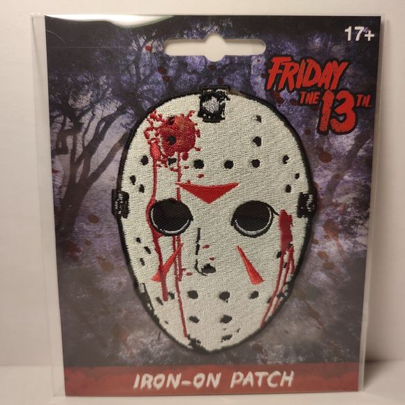 Friday The 13th Jason Mask Iron On Patch Official Halloween Movie Collectible - Picture 1 of 2